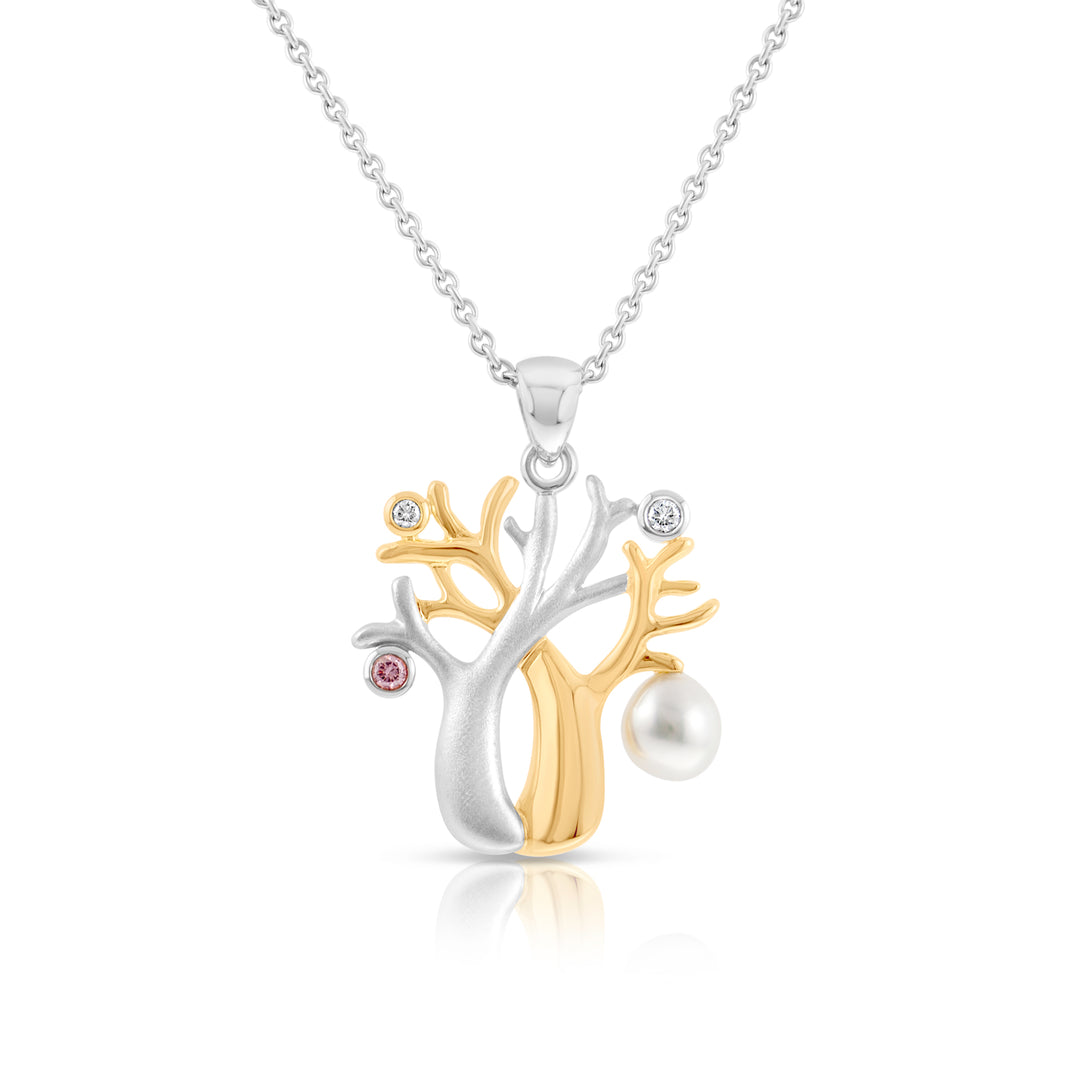 Double Boab Large Pink Diamond and Pearl