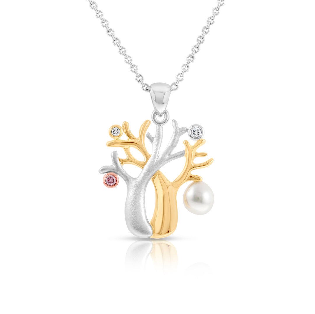 Double Boab Large Pink Diamond and Pearl