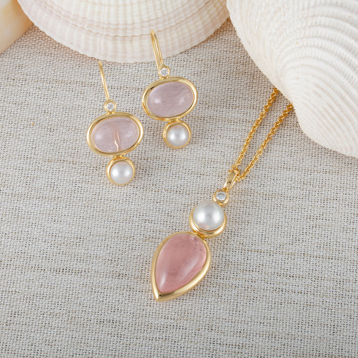 Lagoon Earrings Rose Quartz