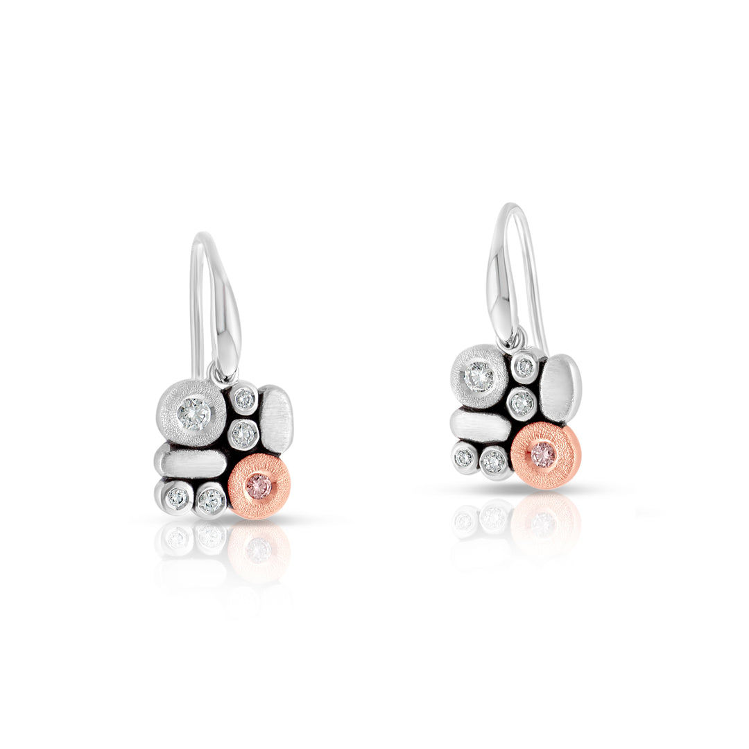 Mezze Pebble Pink Diamond Drop Earrings