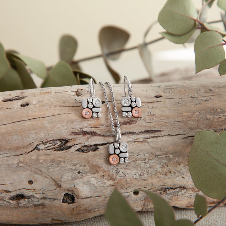 Mezze Pebble Pink Diamond Drop Earrings